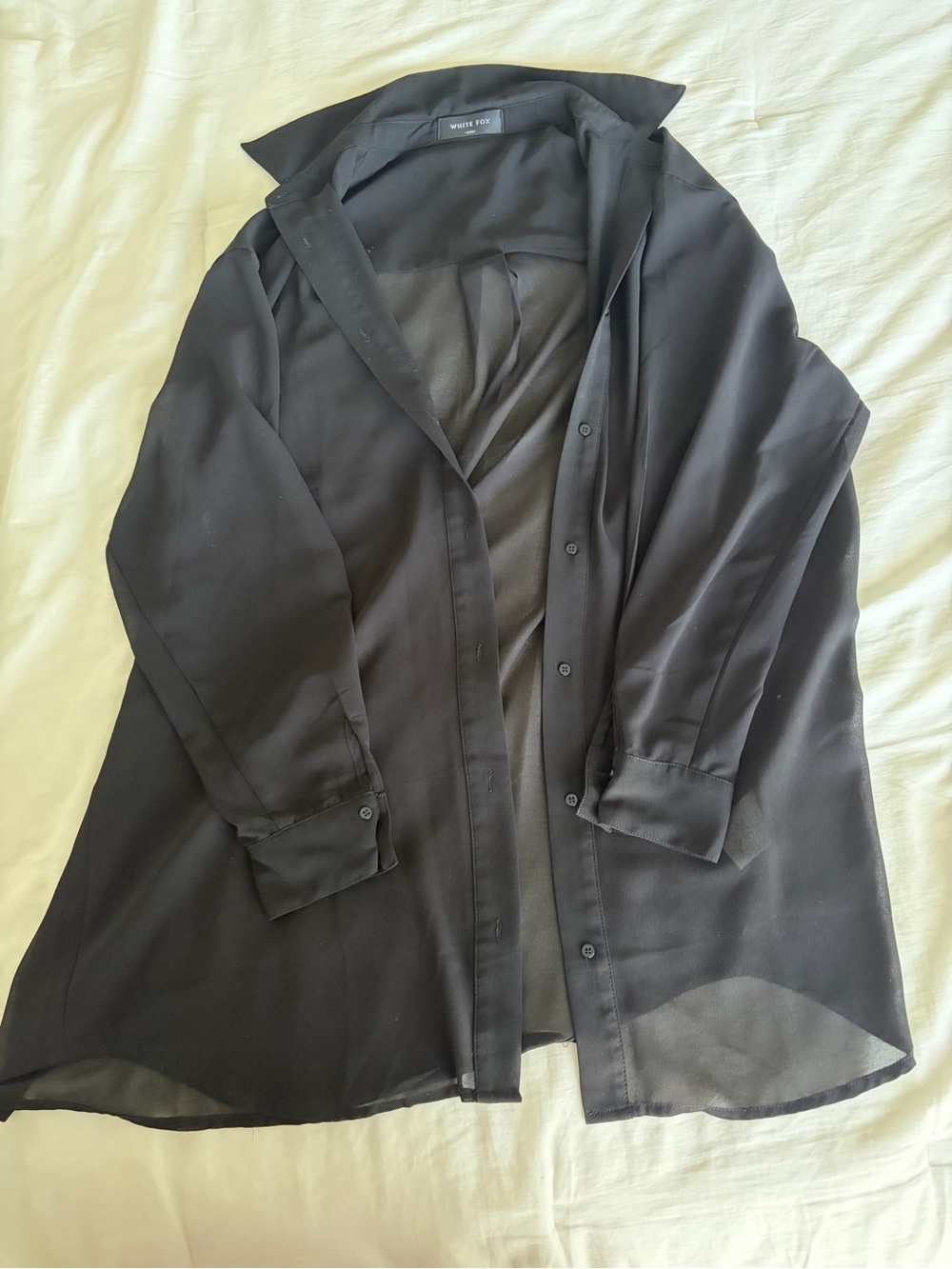 White Fox Boutique Black Sheer Swim Coverup Shirt